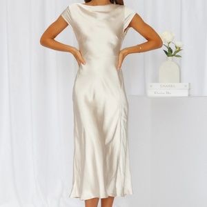 Get In Formation Satin Midi Dress